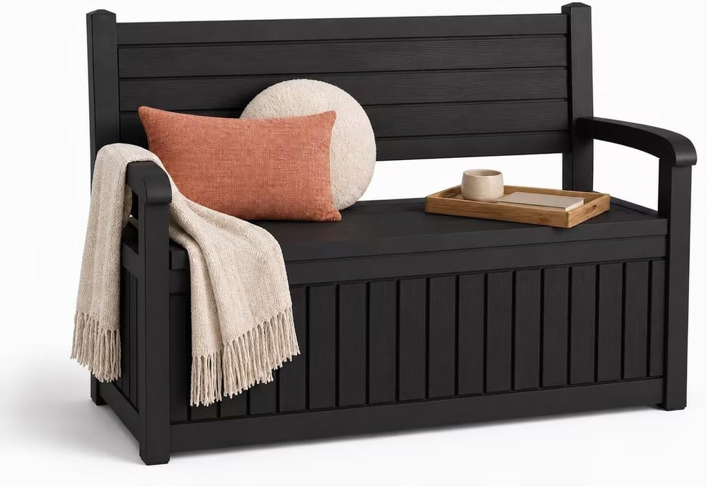 Resin Outdoor Storage Bench Black