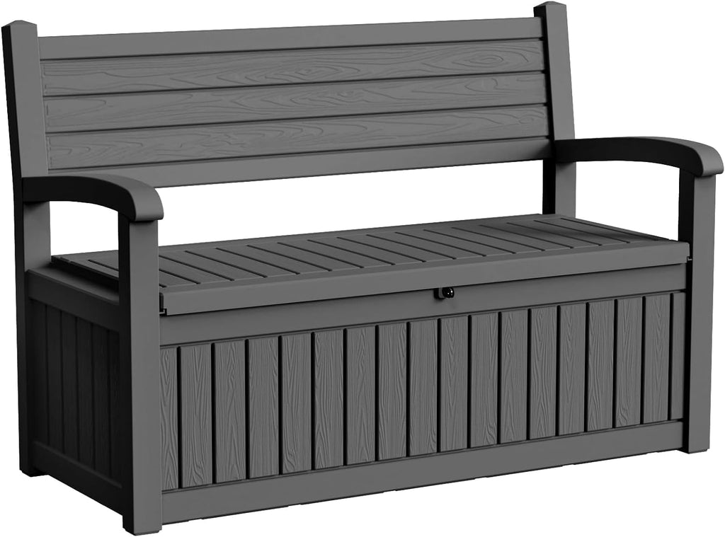 Outdoor Storage Bench Black Stripe