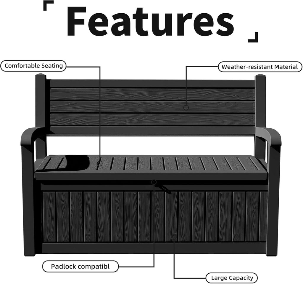 Outdoor Storage Bench Black Stripe