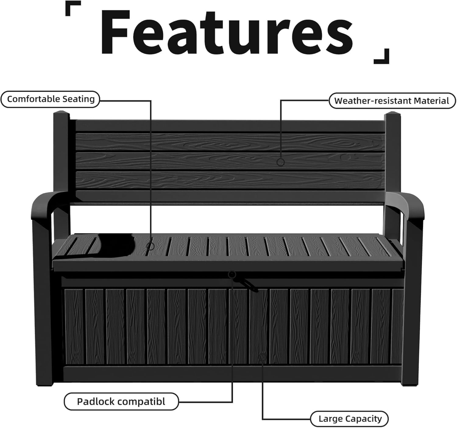 Outdoor Storage Bench Black Stripe