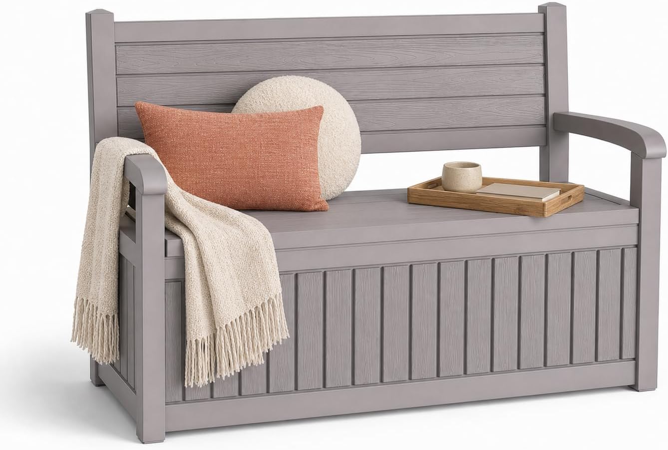 Resin Outdoor Storage Bench Beige