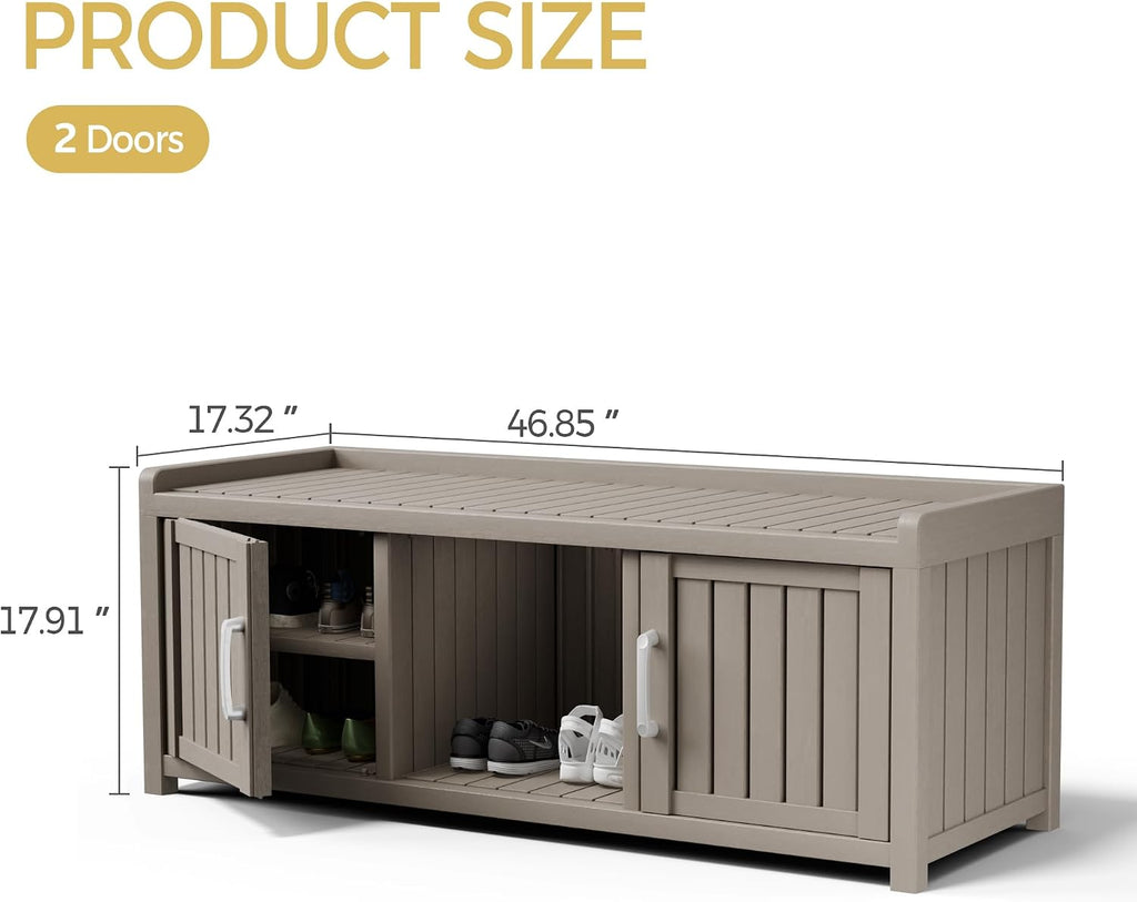 Waterproof Resin Storage Shoe Bench Grey