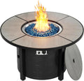 Round Propane Fire Pit Table Gray