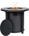 Round Propane Fire Pit Table Black