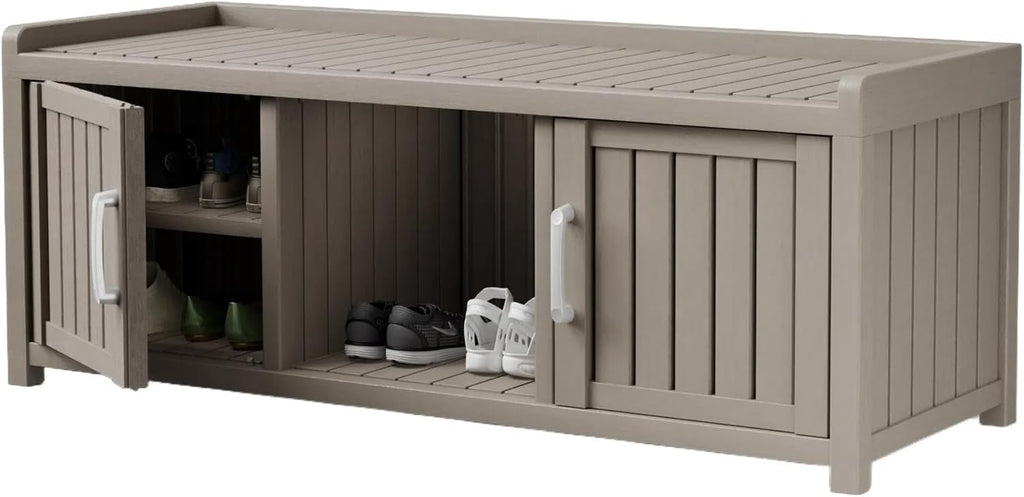 Waterproof Resin Storage Shoe Bench Grey