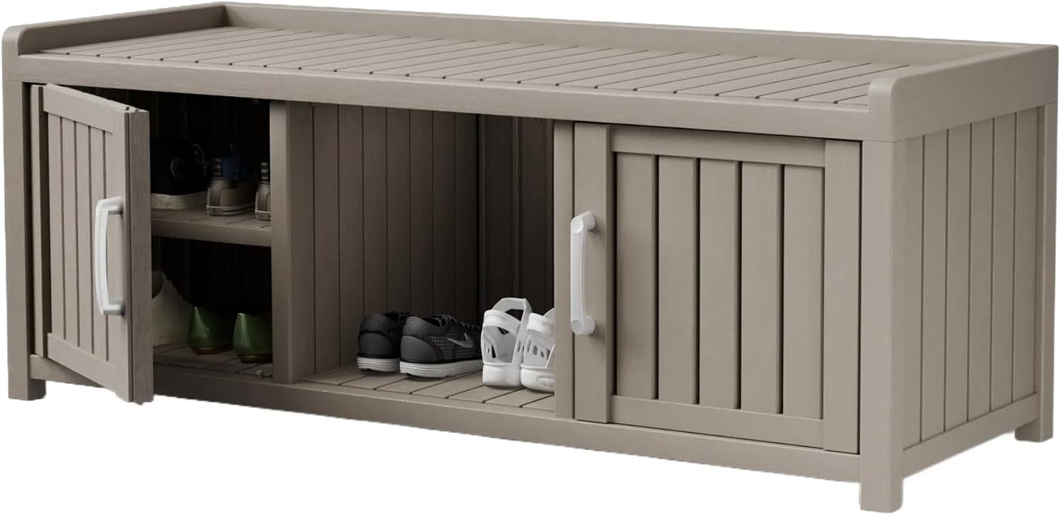 Waterproof Resin Storage Shoe Bench Grey