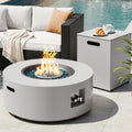Round Propane Fire Pit Table Light Gray