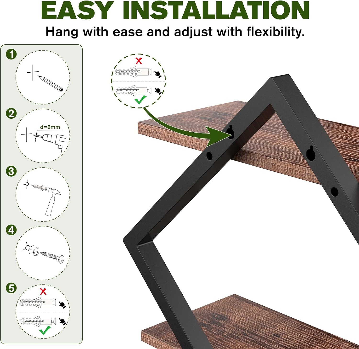 Floating Wall Plant Shelves Brown