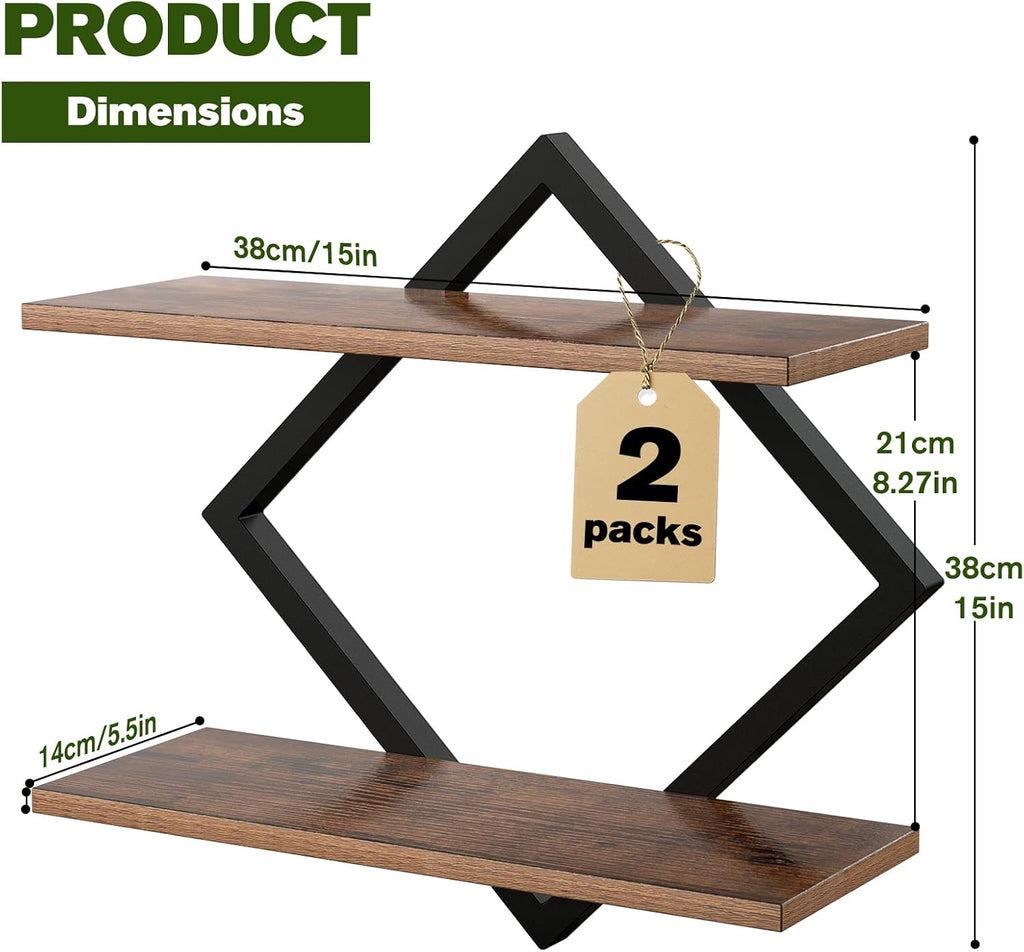 Floating Wall Plant Shelves Brown