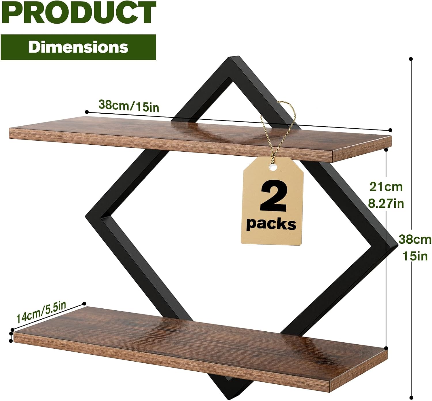 Floating Wall Plant Shelves Brown
