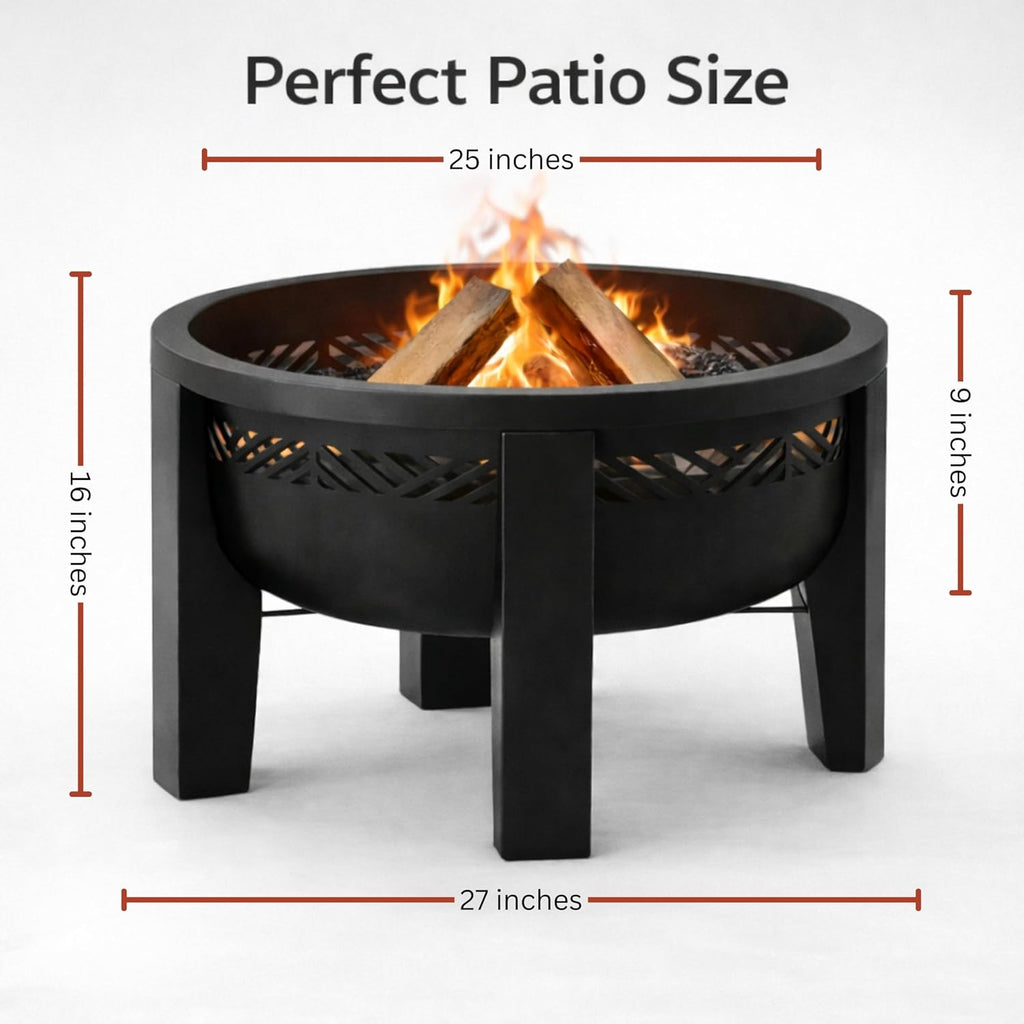 Wood Burning Fire Pit Black