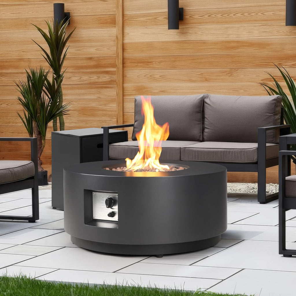 Round Propane Fire Pit Table Black