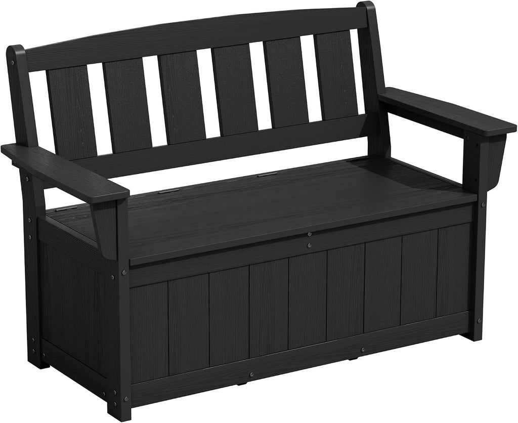 HDPE Outdoor Storage Bench Dark Black