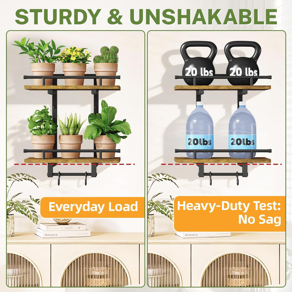 Wooden Wall Plant Shelf Brown