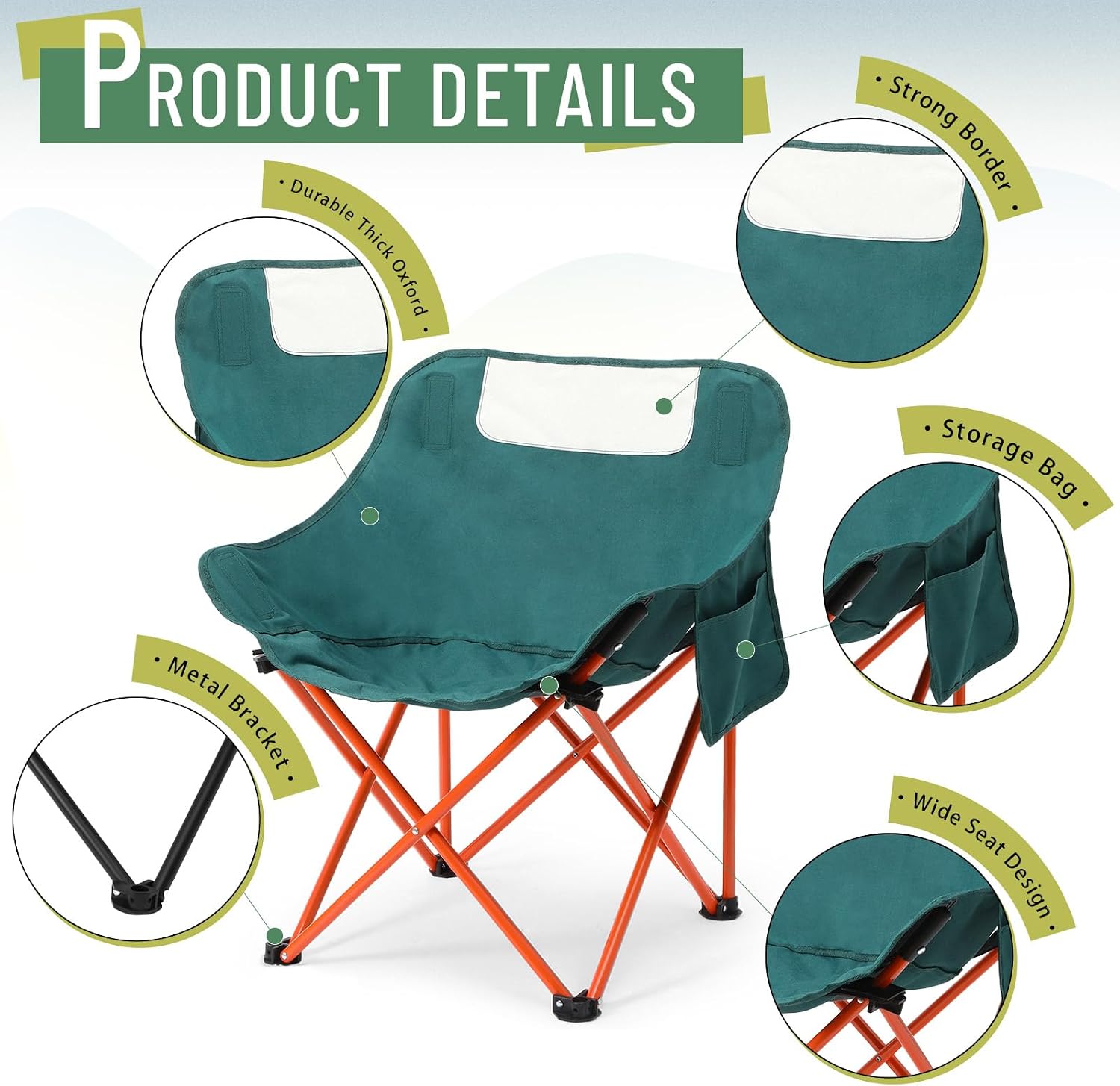 Compact Moon Camping Chair Green