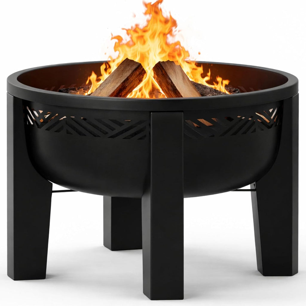Wood Burning Fire Pit Black