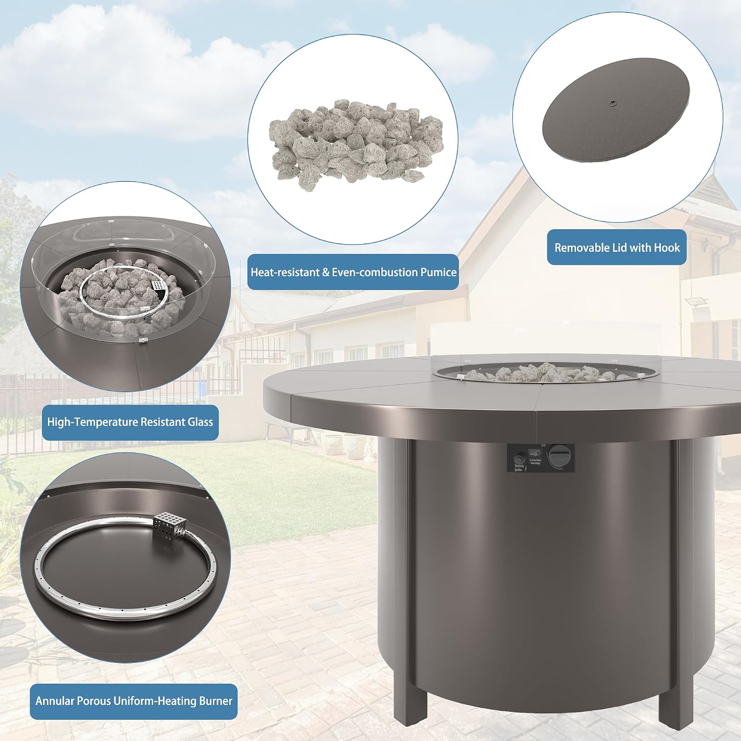 Round Propane Fire Pit Table