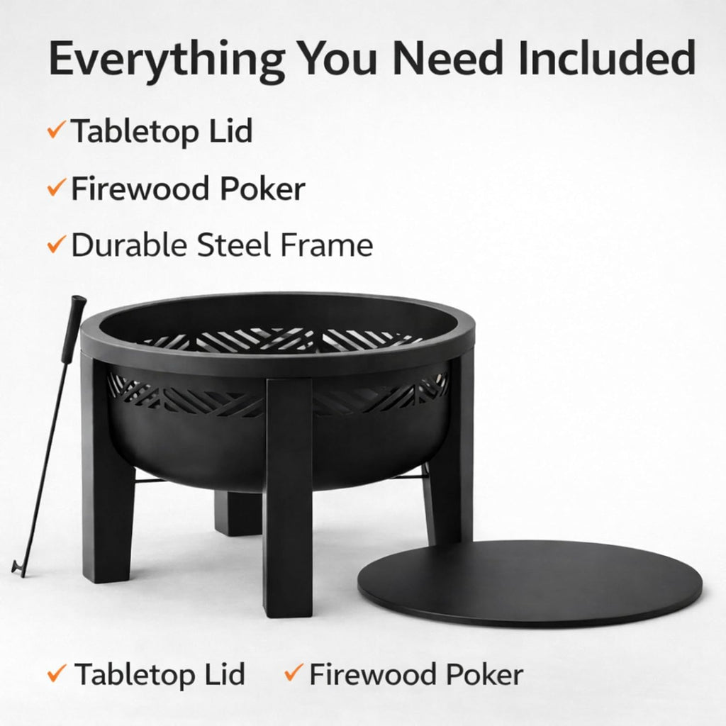 Wood Burning Fire Pit Black