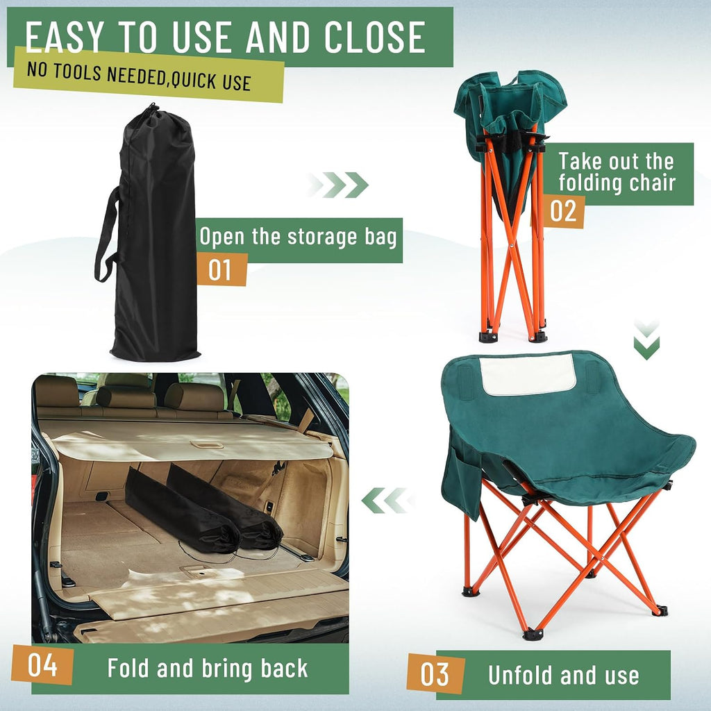 Compact Moon Camping Chair Green