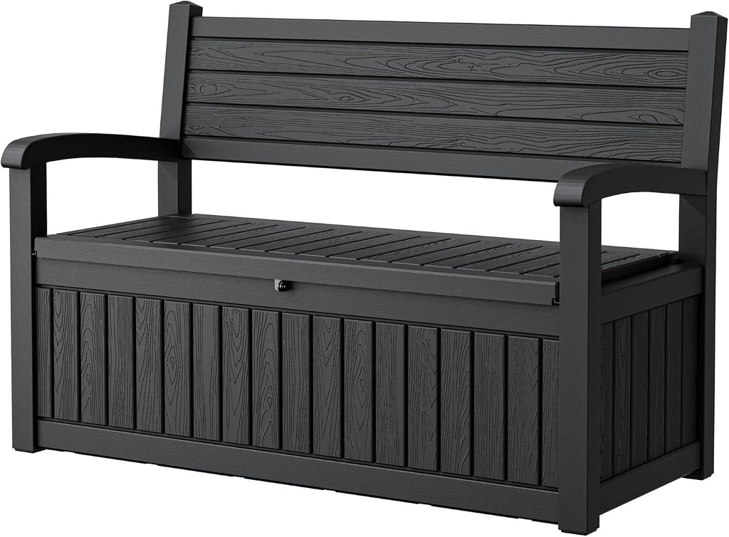 Resin Outdoor Storage Bench Black
