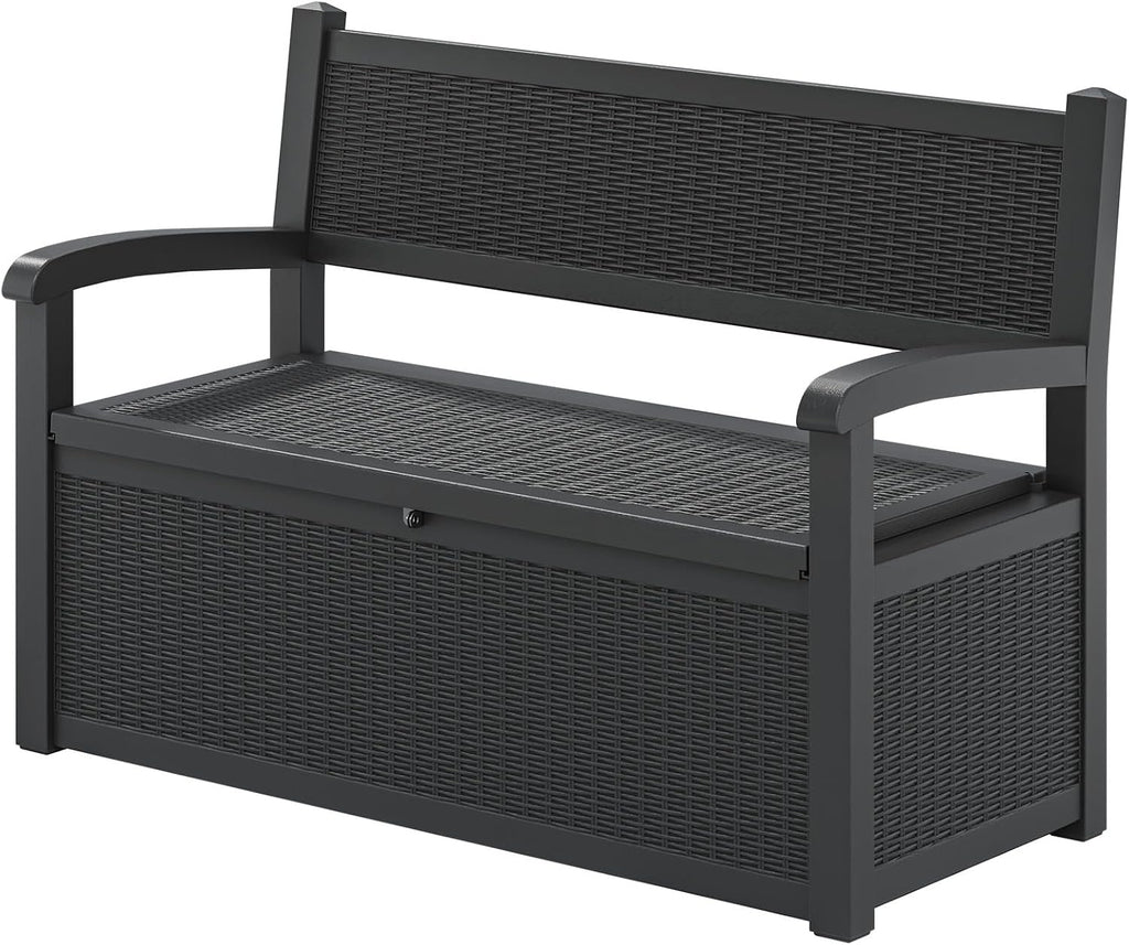 Resin Outdoor Storage Bench Dark Black