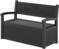Resin Outdoor Storage Bench Dark Black