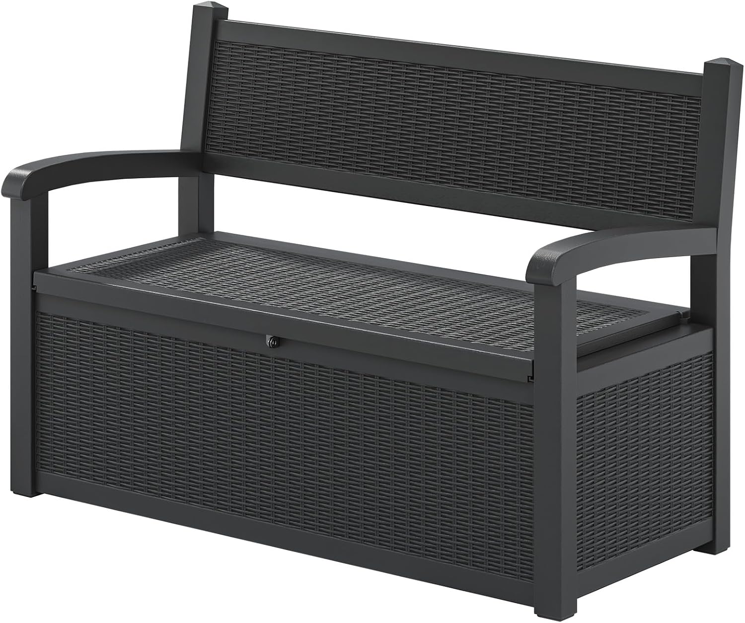 Resin Outdoor Storage Bench Dark Black
