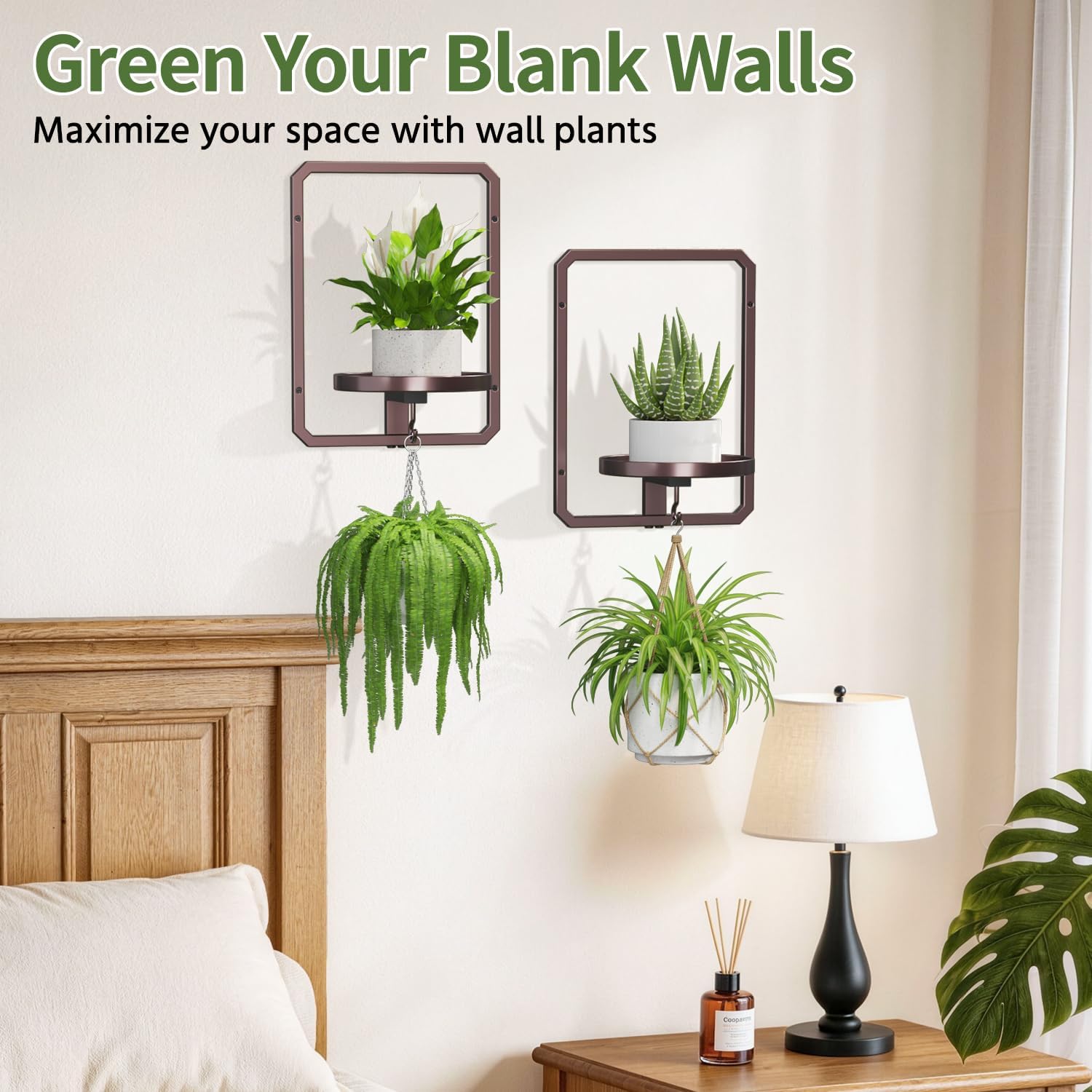 Metal Wall Plant Stand Brown