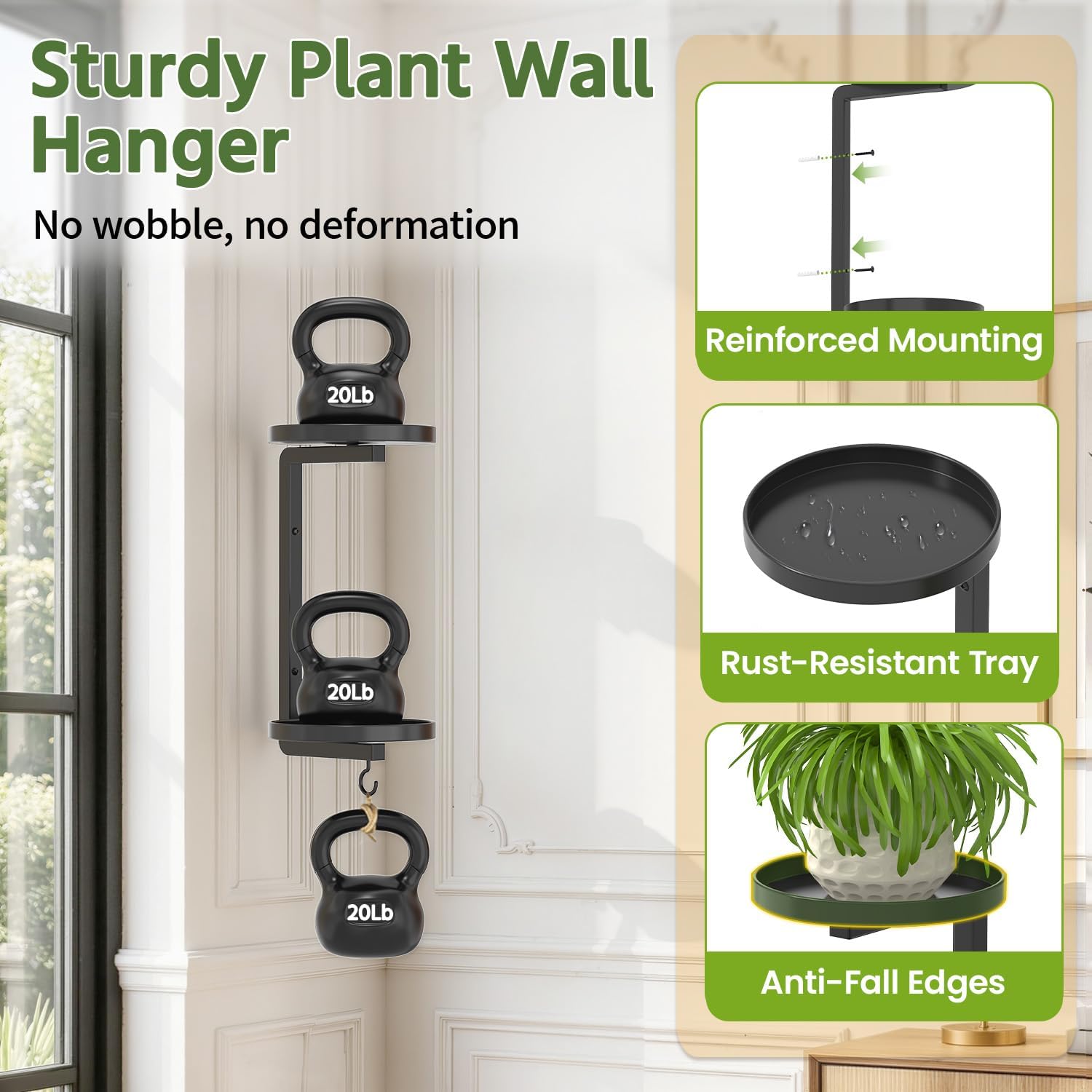Metal Wall Plant Shelf Black