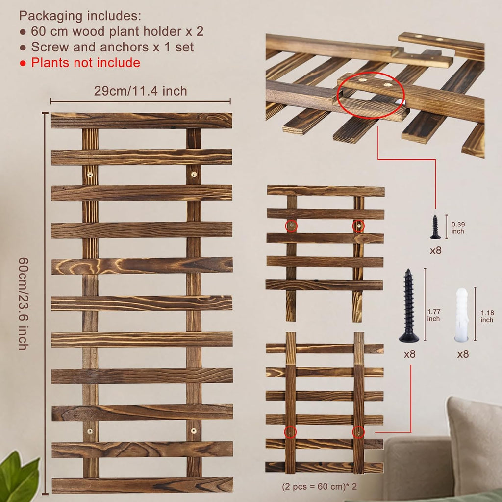 Vertical Wooden Wall Planter Natural Wood