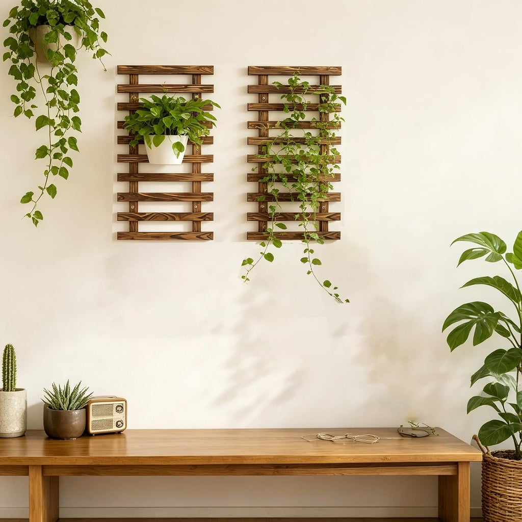 Vertical Wooden Wall Planter Natural Wood