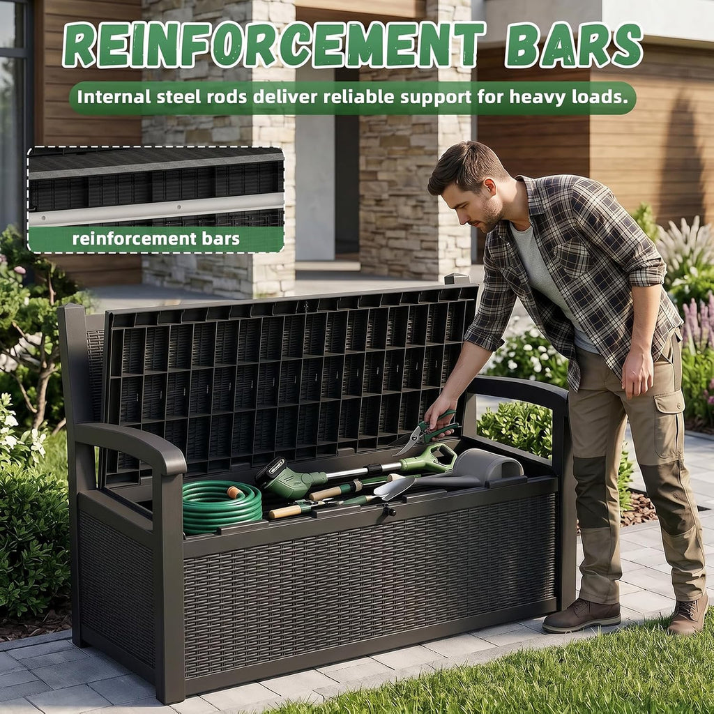 Resin Outdoor Storage Bench Black