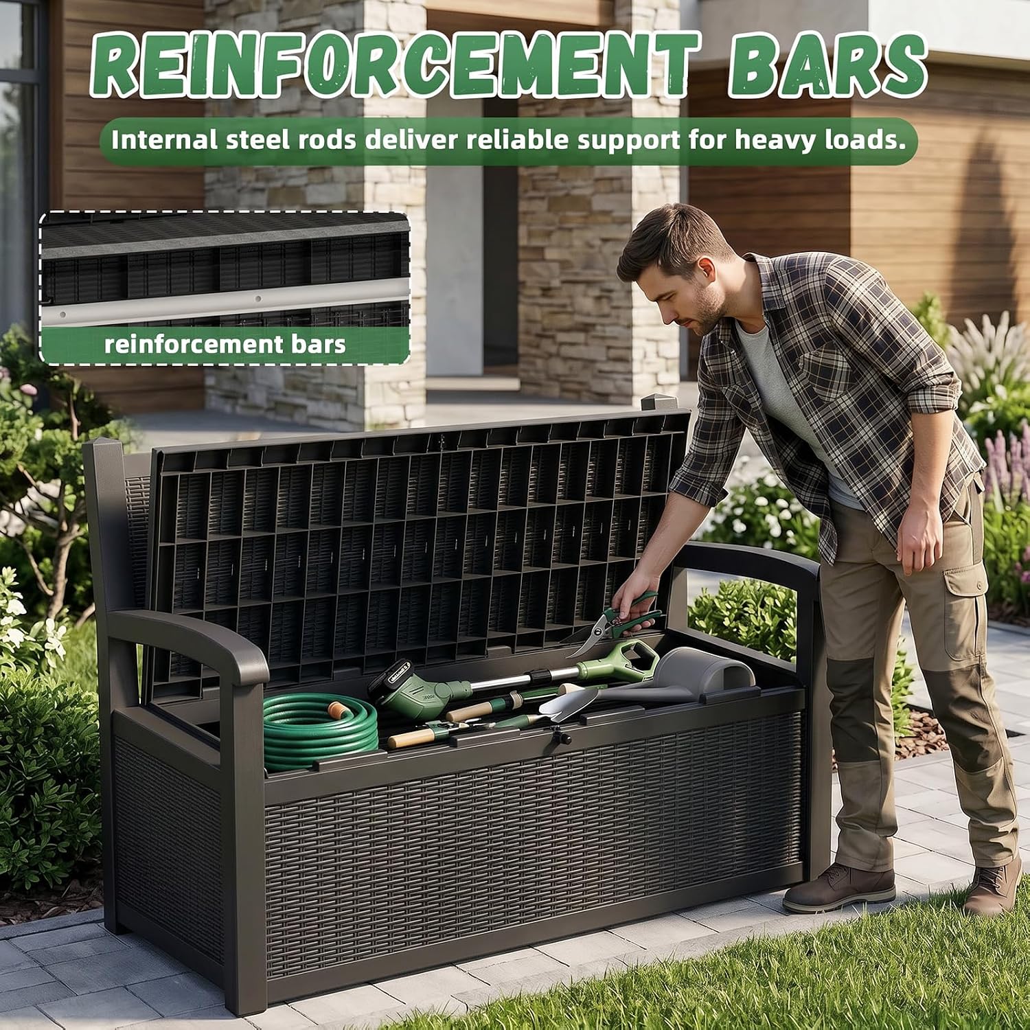Resin Outdoor Storage Bench Black