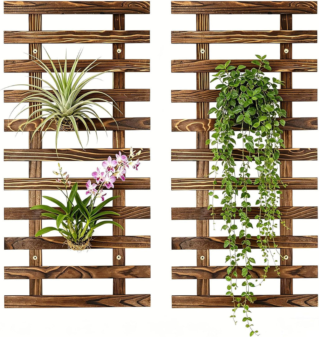 Vertical Wooden Wall Planter Natural Wood