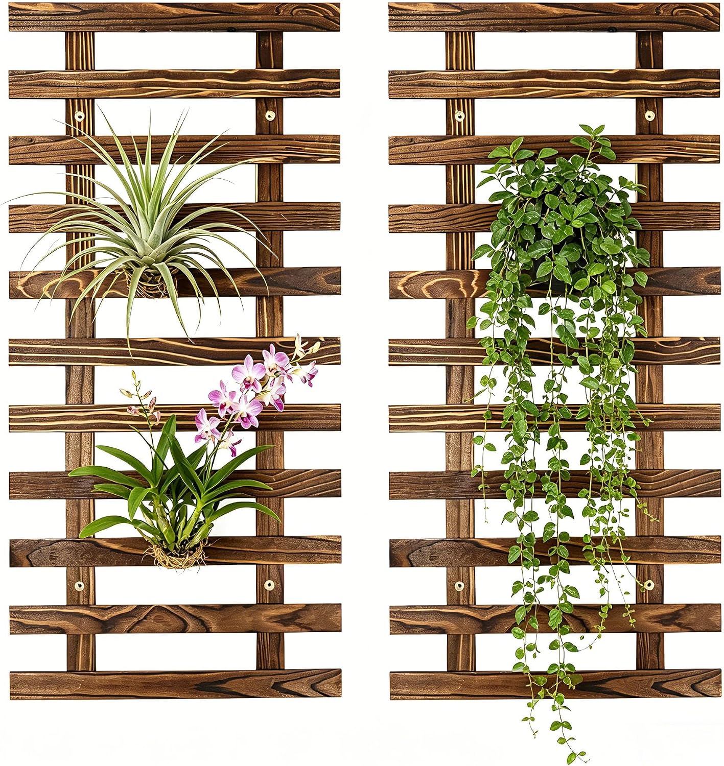 Vertical Wooden Wall Planter Natural Wood