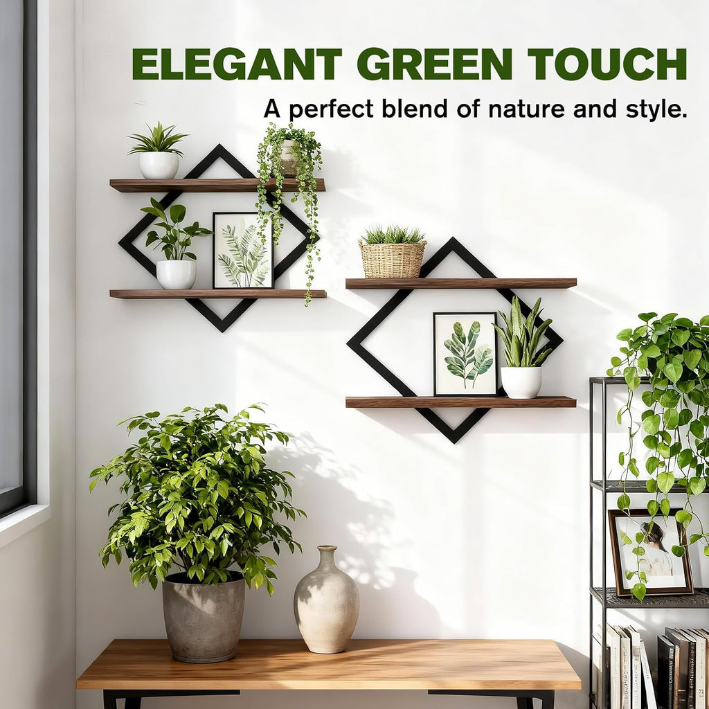 Floating Wall Plant Shelves Brown