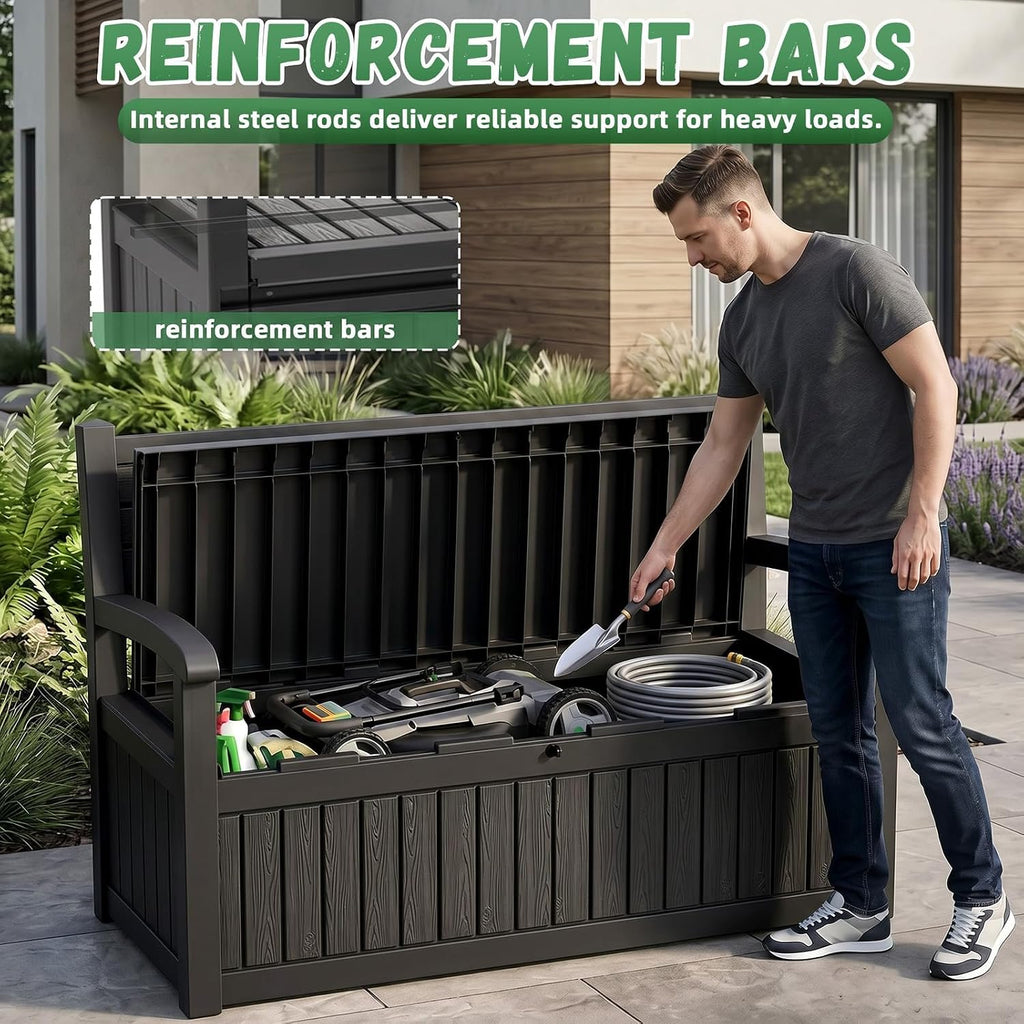 Resin Outdoor Storage Bench Black