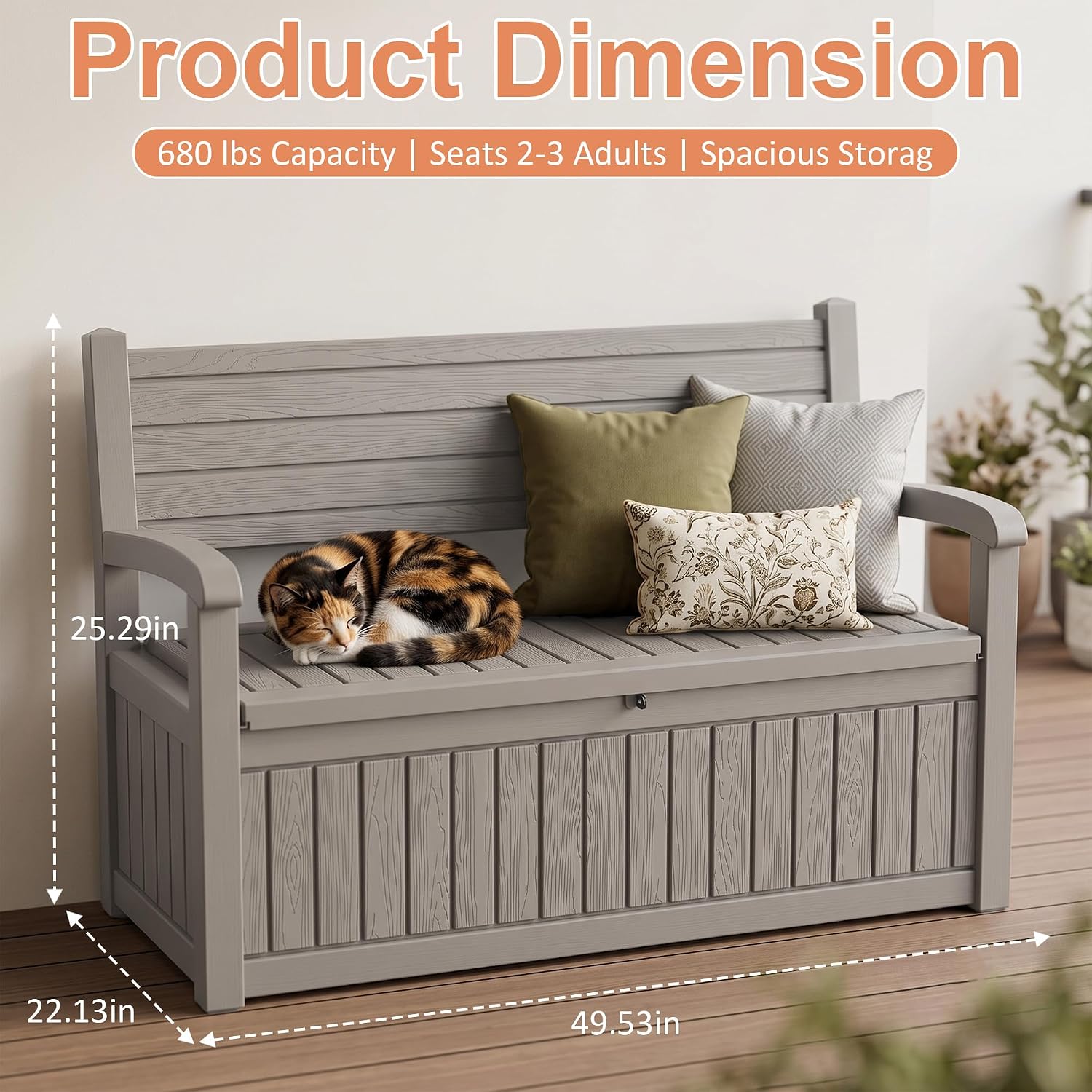 Resin Outdoor Storage Bench Beige