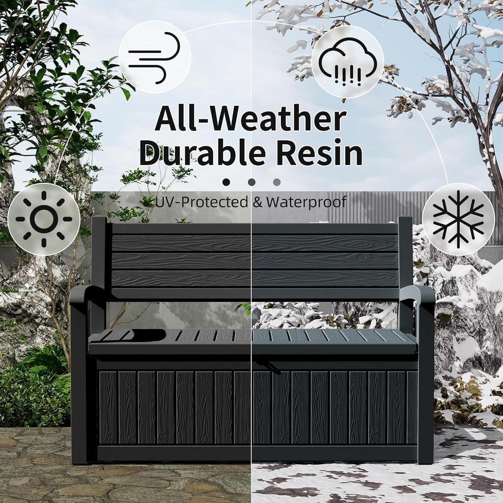 Outdoor Storage Bench Black Stripe