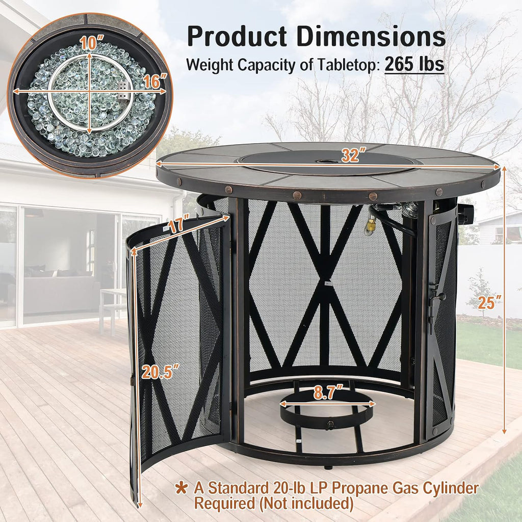 Round Propane Fire Pit Table
