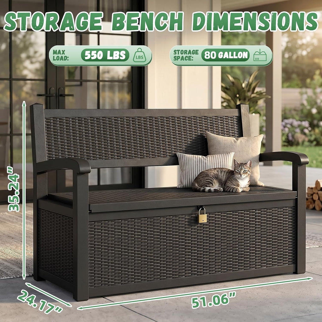 Resin Outdoor Storage Bench Black