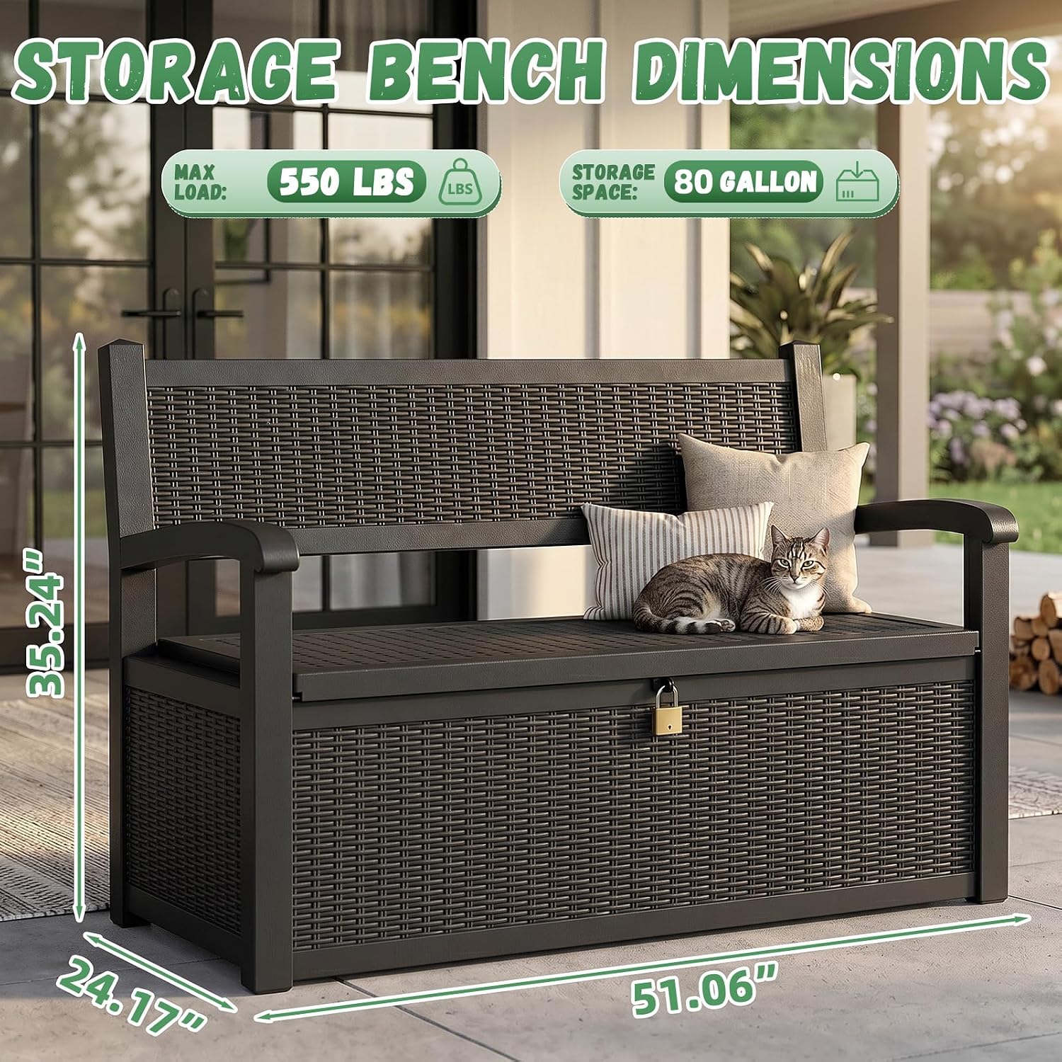 Resin Outdoor Storage Bench Black