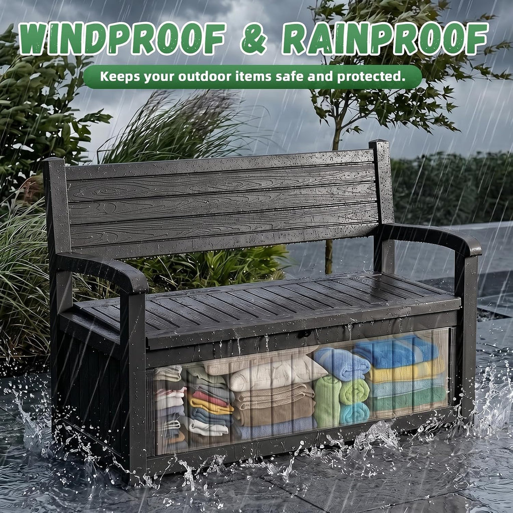Resin Outdoor Storage Bench Black