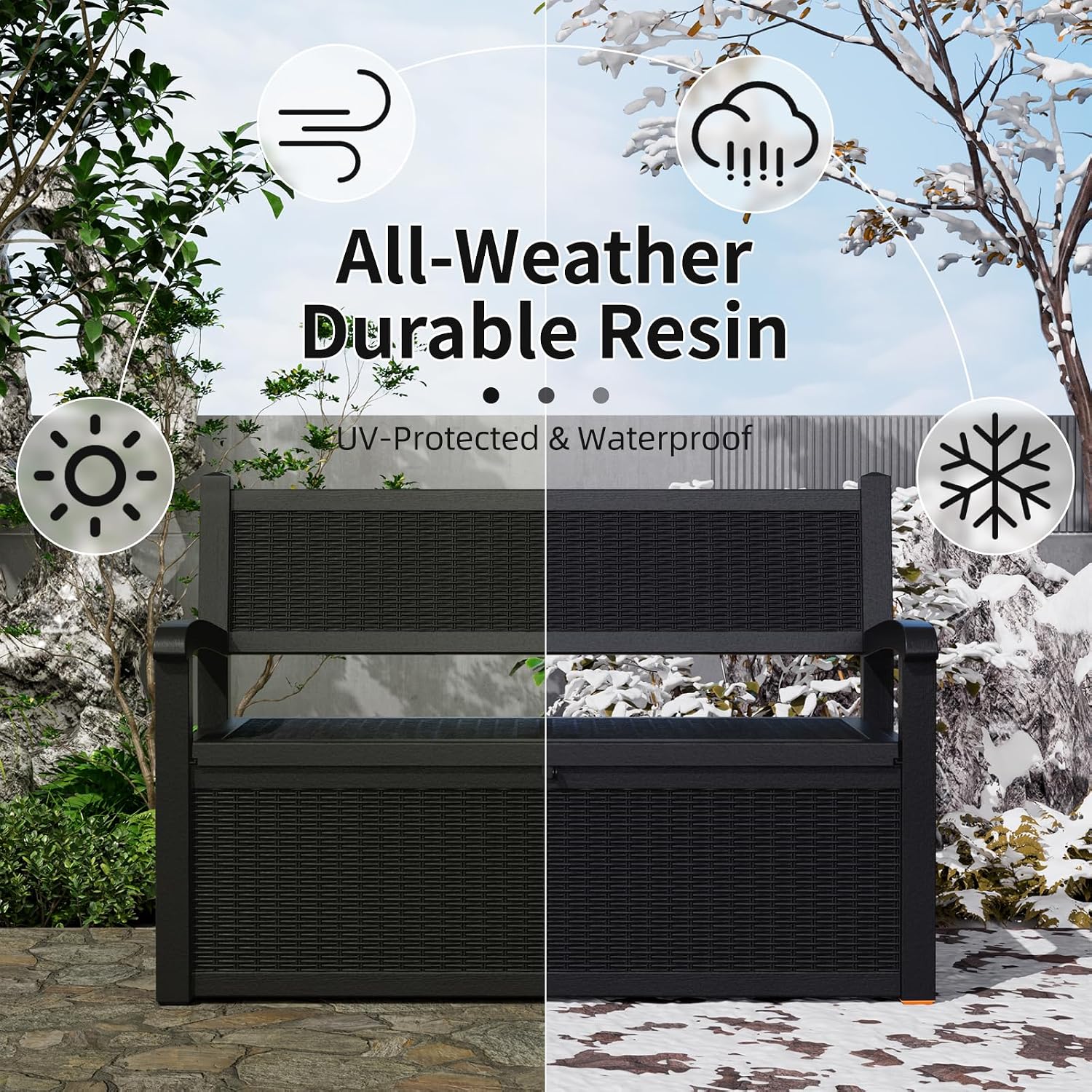 Outdoor Storage Bench Black