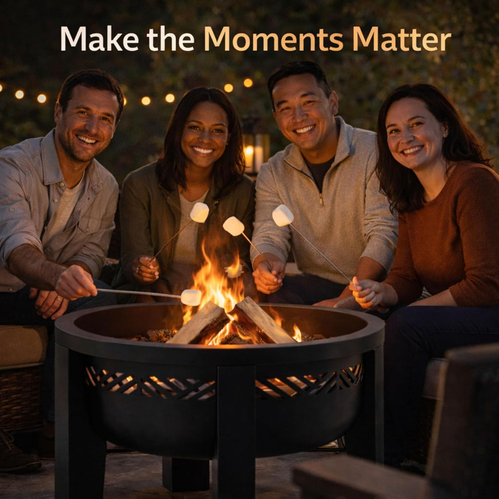Wood Burning Fire Pit Black
