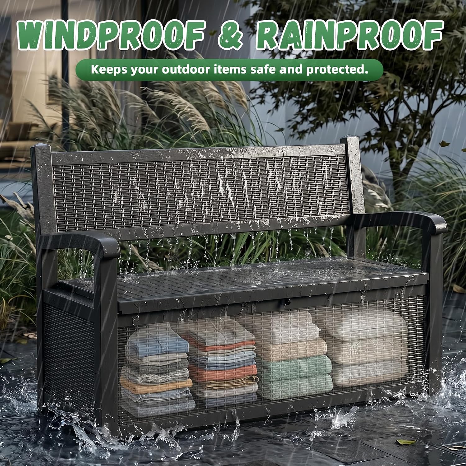 Resin Outdoor Storage Bench Black
