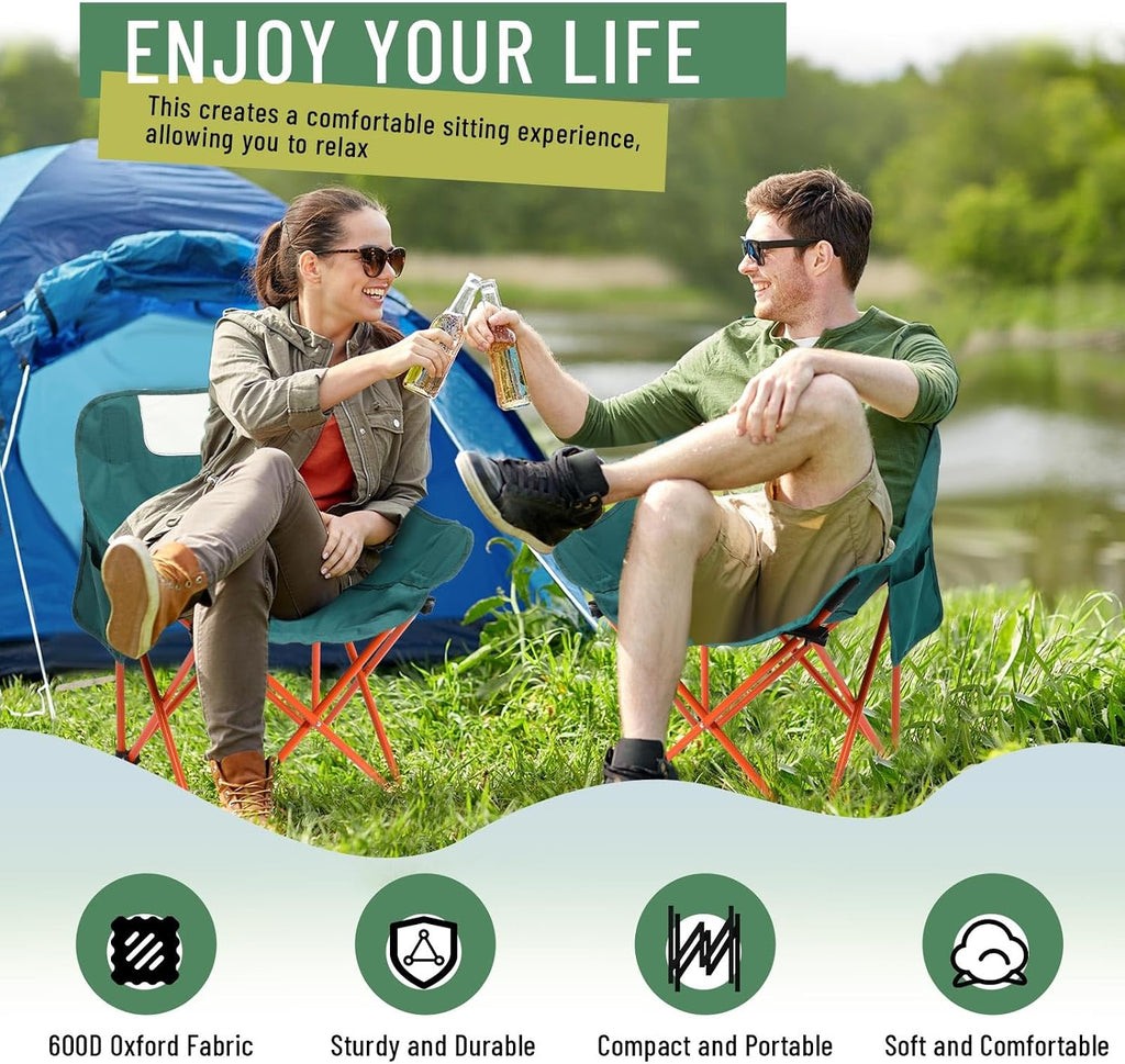 Compact Moon Camping Chair Green
