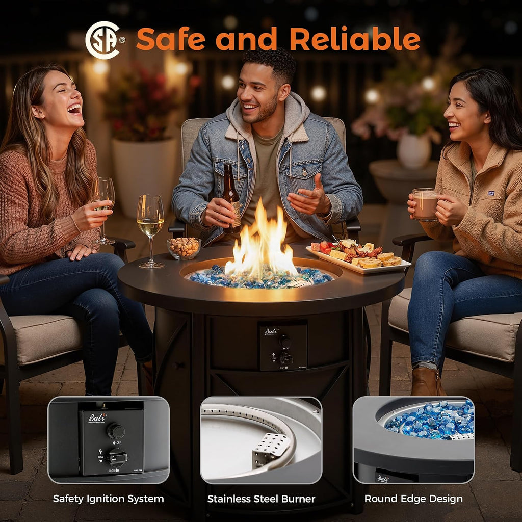Round Propane Fire Pit Table