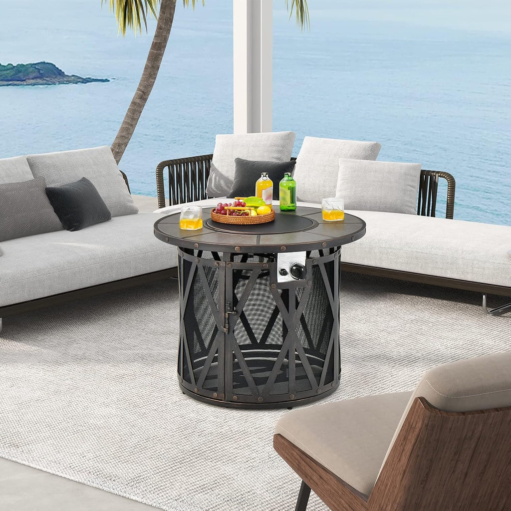 Round Propane Fire Pit Table
