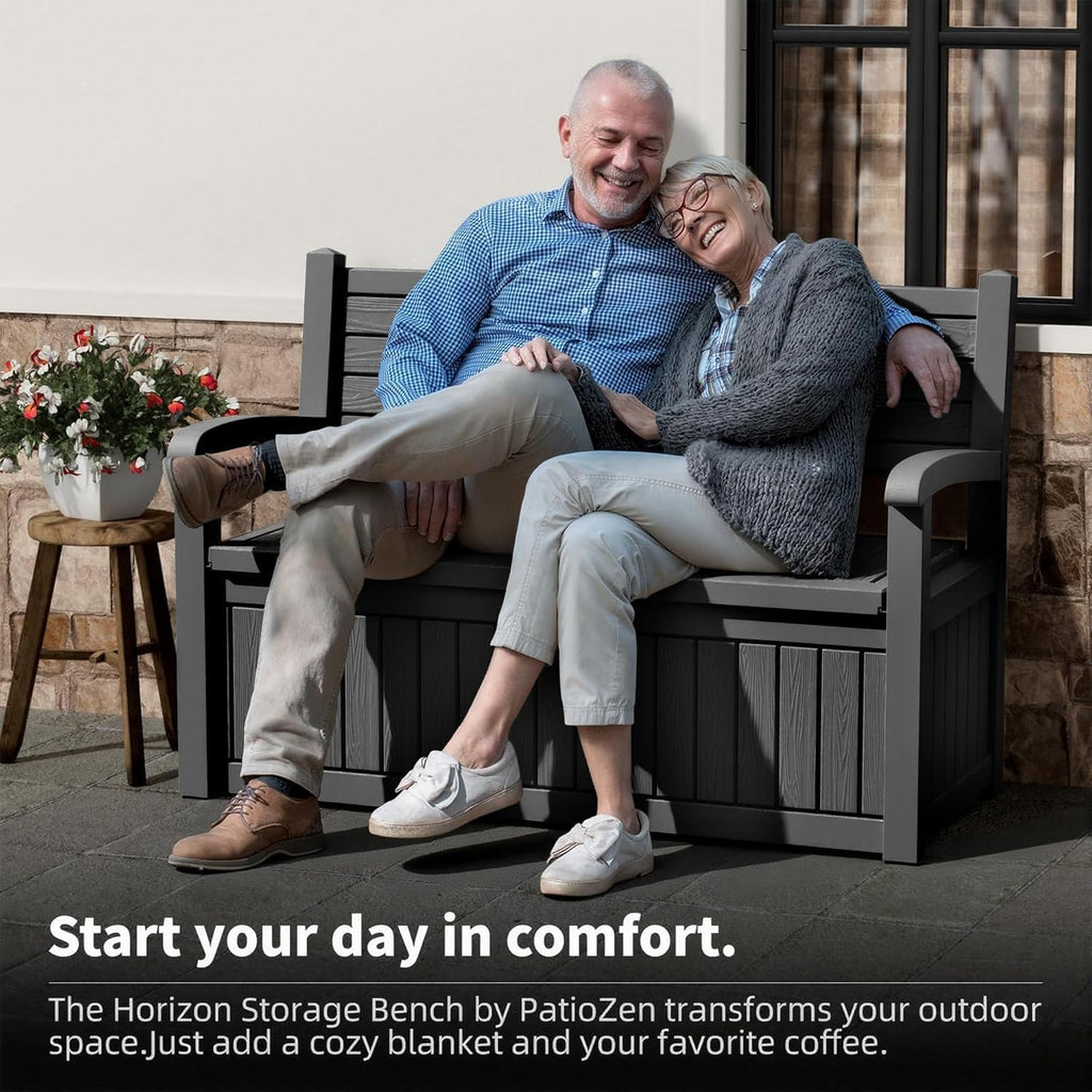Outdoor Storage Bench Black Stripe